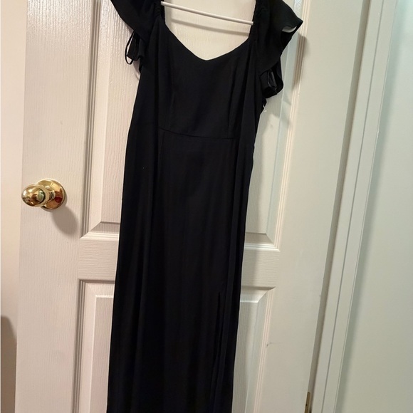 Black Midi Dress with Side Slit - Picture 2 of 2